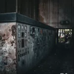 Salle de commandes aux cadrans et manomètres rouillés dans une friche industrielle
